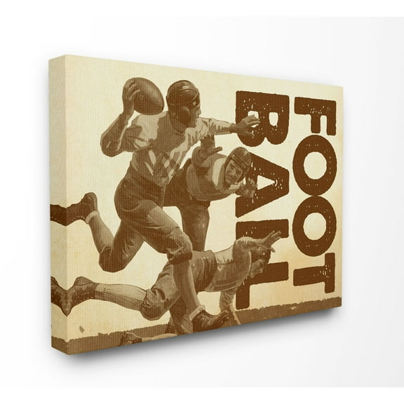 The Kids Room by Stupell Football Vintage Neutral Brown Design Canvas Wall Art by The Saturday Evening Post