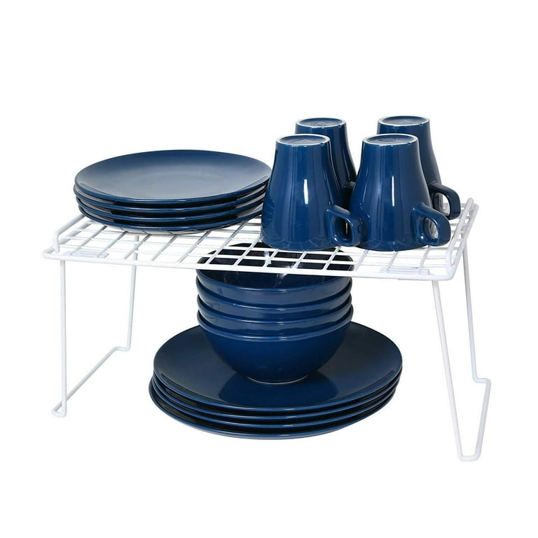 Smart Design Stacking Cabinet Shelf Rack Small 12 x 7 Inch Steel Metal Wire Cupboard Plate Dish Counter and Pantry Organizer Kitchen