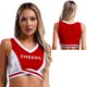 thumbnail image 3 of Top corto con cuello en V en forma de V para mujer, trajes de Cosplay de Halloween para carreras de coches, uniforme de porristas enérgico, camiseta sin mangas con contraste, 3 of 5