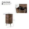 thumbnail image 7 of Wood Side Table with 3 Drawers Metal Legs for Living Room Bedroom, Walnut, 7 of 7