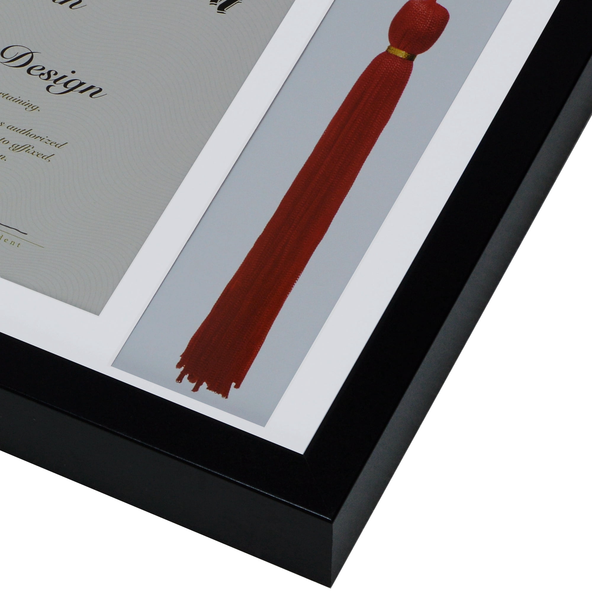 Americanflat 11x16 Graduation Frame with Mat for 8.5x11, Displays 8.5x11 Diploma and Tassle, Black