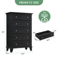 thumbnail image 3 of Memoryfield Wood 5-Drawer Tall Dresser, 48 in Chest of Drawers with Metal Handles, Storage for Bedroom, Living Room, Black, 3 of 7