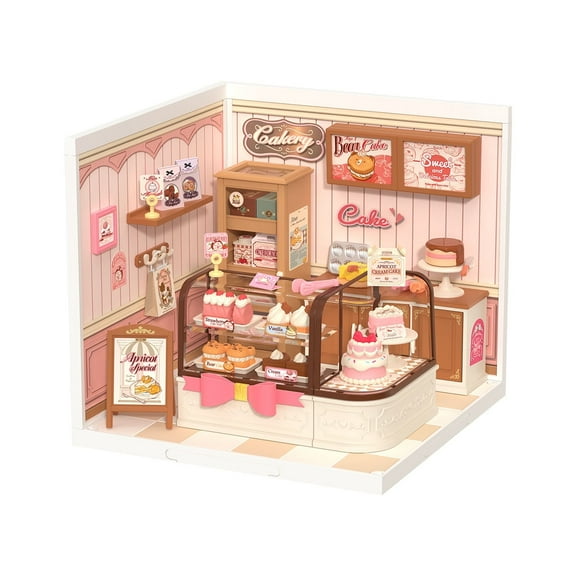 Rolife DIY Miniature Dollhouse Super Creator Tasty Cake Shop Plastic Building Set Toys Playset Gifts for Teens Adults