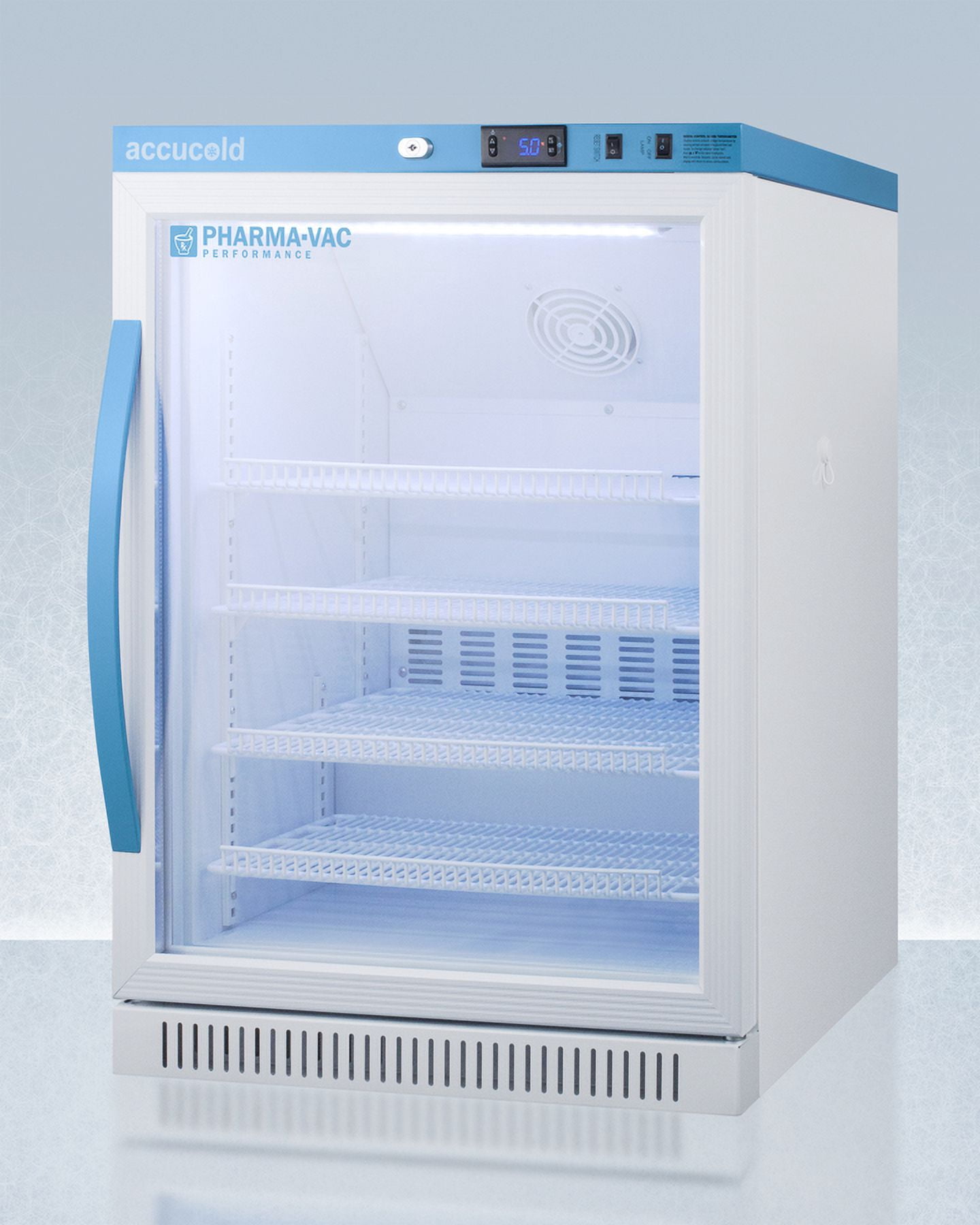 Summit Appliance ARG6PV 32.5 x 23.38 x 24.38 in. 6 cu. ft. Pharma-Vac Performance Series All-Refrigerator with Glass Door, White