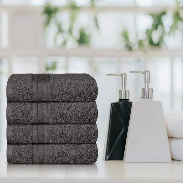Trident Soft N Plush 6 Piece Cotton Bath Towel Set, Charcoal Gray