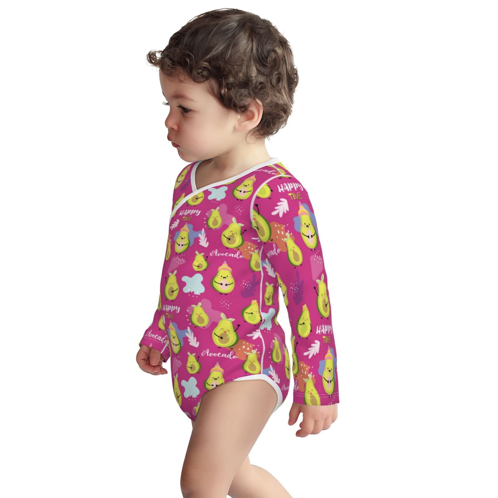 Xecao Green Avocado Print Baby unisex-baby Cotton Long-sleeve Bodysuits-2 Years