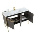 thumbnail image 4 of Fine Fixtures Oakville 48 in. W x 18 in. D x 33 in. H Bathroom Vanity in Black Coal Oak with White Ceramic Sink - Satin Brass hardware, 4 of 7