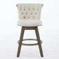 thumbnail image 2 of Dining Chairs 26" Counter Height Bar Stools Set of 2, 360° Swivel Stools with Back & Hand - Tufted Button - Trimmed Edges, Upholstered Velvet Kitchen Counter Stools on Wood Legs,Beige,SW1868BG,Fabric, 2 of 24