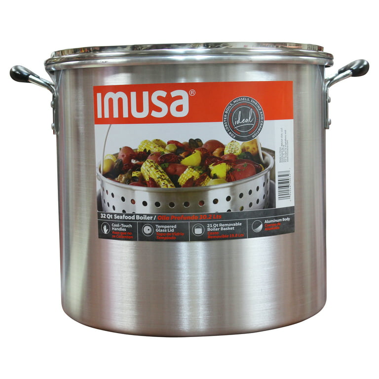 IMUSA IMUSA Aluminum Steamer with Lid 32 Quart, Silver - IMUSA
