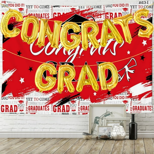 Congratulation Graduation Backdrop with GRAD Balloons,2023 Congrats