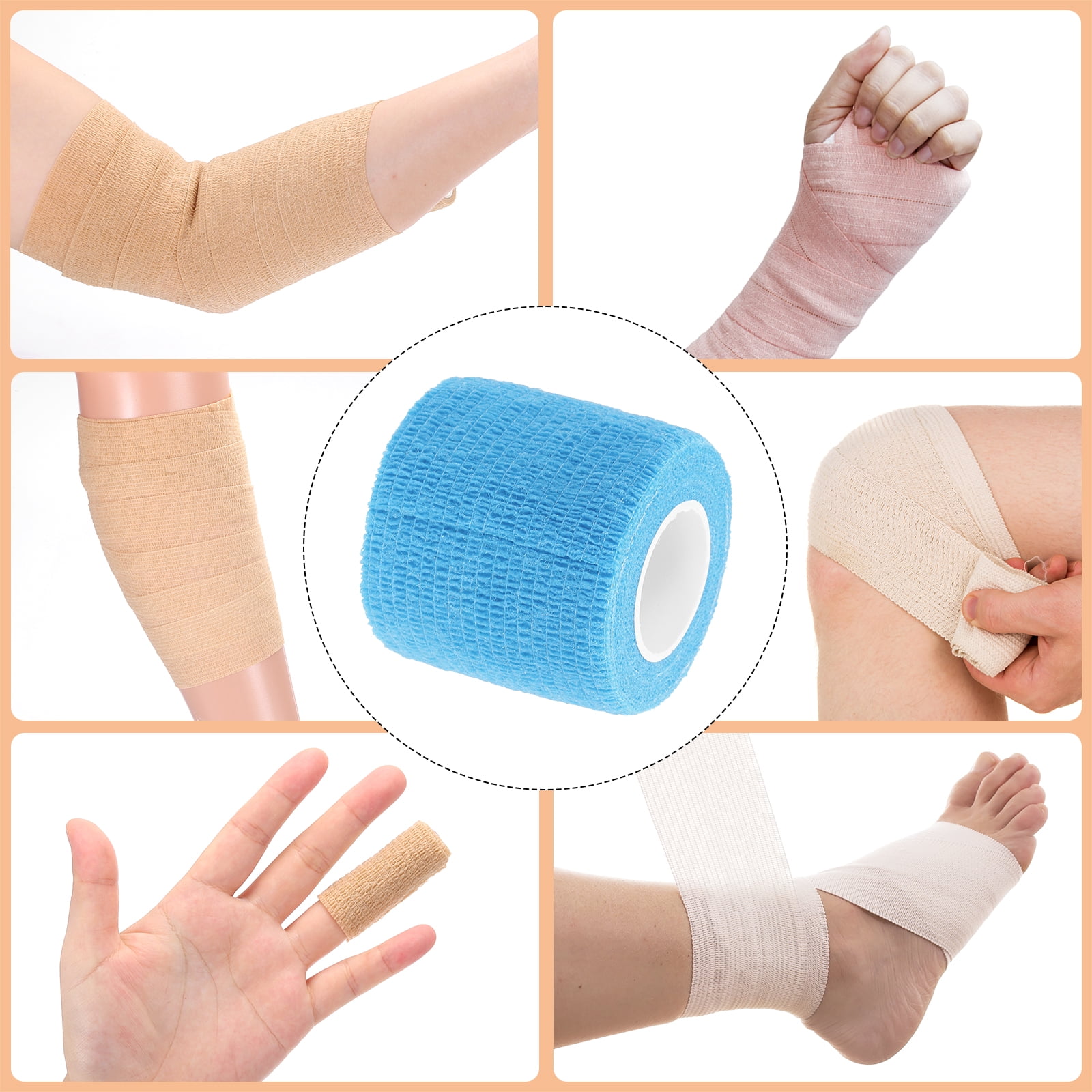 12 Rolls Adhesive Elastic Tape Elastic Bandage,2" x 5 Yards Wrap Stretch Wrist Knee Tape,Lake Blue