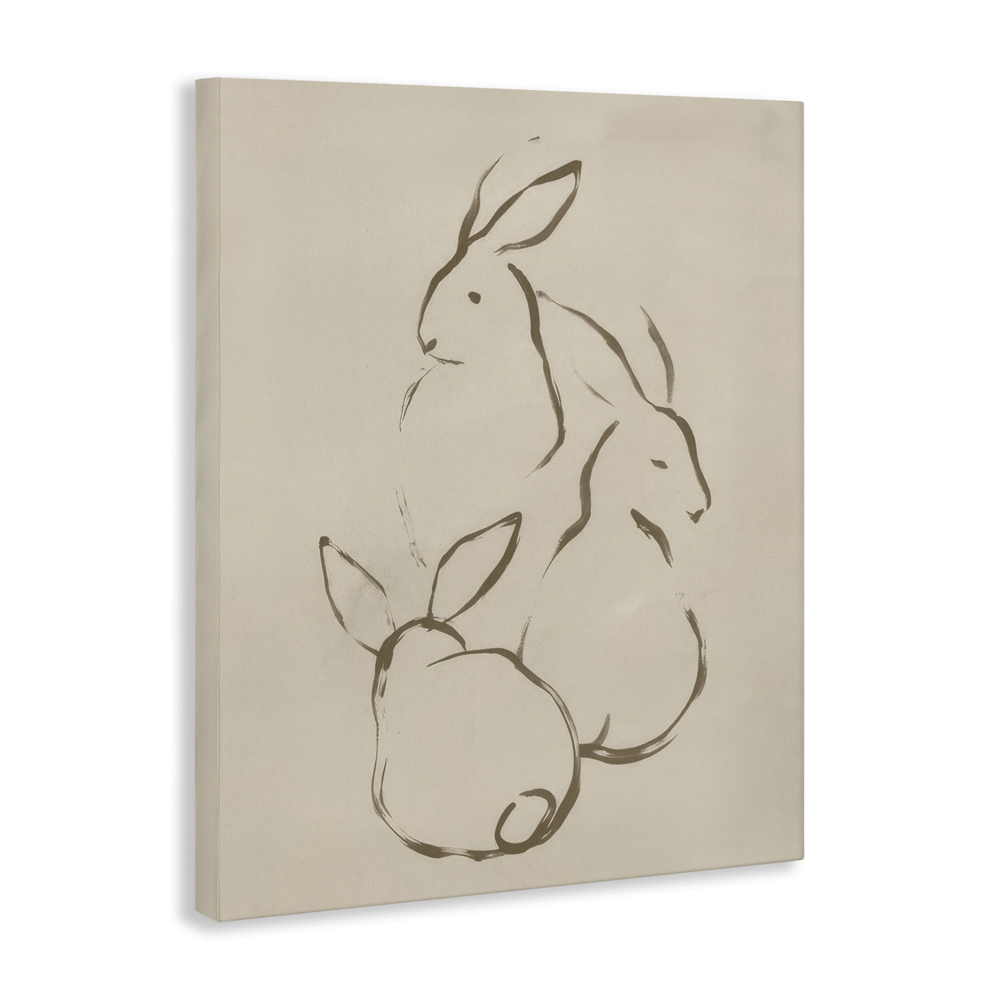Stupell Industries Earthtone Rabbit Sketch Animals Drawing Wrapped Canvas Art Print Wall Art, 36 x 48