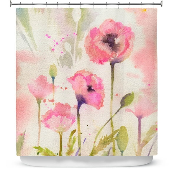 Shower Curtains 70" x 84" from DiaNoche Designs by Sheila Golden - Oriental Poppy Garden