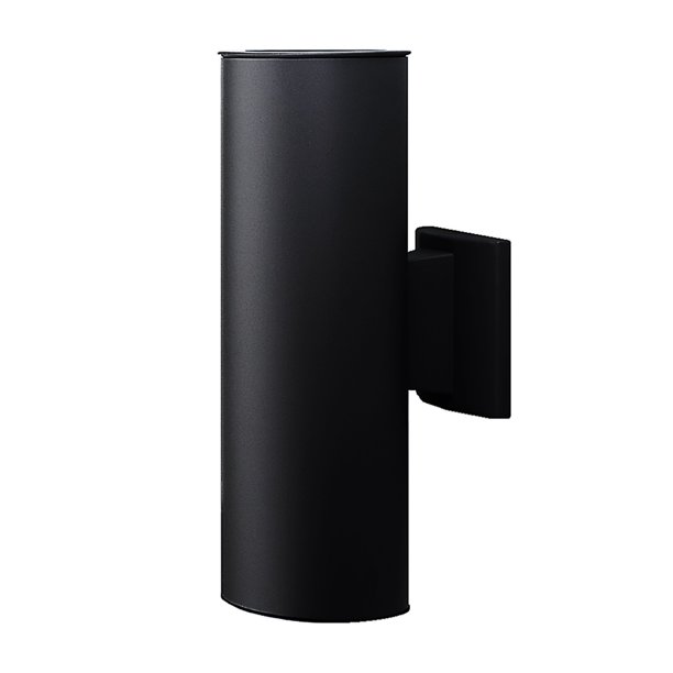 NICOR Lighting 12Inch Outdoor Cylinder Wall Sconce Up and Down Bullet Light, Black (50102BK