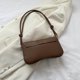 thumbnail image 5 of Bolso de axila para mujer Bolso de compras simple de color sólido retro de cuero de PU (marrón), 5 of 6