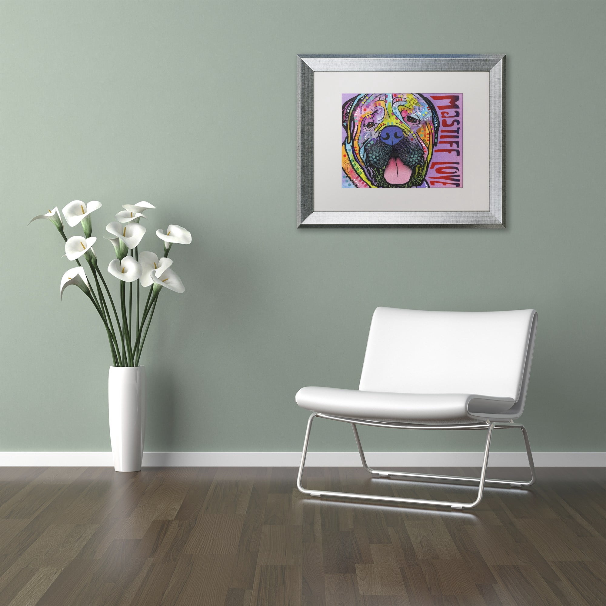 Trademark Fine Art 'Mastiff Love' Canvas Art by Dean Russo, White Matte, Silver Frame