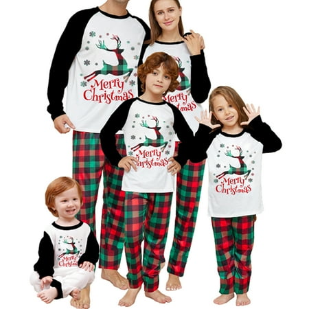 

wsevypo Christmas Pajamas for 2023 Family Matching Outfits Xmas Long Sleeve Family Jammies Matching Holiday Pajamas