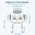 thumbnail image 2 of Haosegd 400 LBS Heavy Duty Blue Swivel Shower Chair, Senior Bathing Chair with Arms/Back U-Shape Seat, Height Adjustable for Tub Elderly Disabled,Gray, 2 of 8