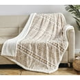 thumbnail image 3 of Plazatex Tala with Sherpa Plush Decorative All Season Plum Throw Blanket 50" x 60" Beige, 3 of 3