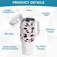 thumbnail image 4 of SKYSONIC 40 oz Pink Panda Bears Tumbler with Handle and Straw Lid, Insulated Cup Reusable Stainless Steel Water Bottle Travel Mug, 4 of 7