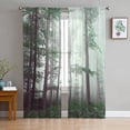 thumbnail image 3 of Sheer Curtains 72 inches Long, Green Fog Forest Nature Wood Wild Trees Light Filtering Sheer Window Curtains Rod Pocket Voile Drapes for Bedroom Living Room, 52"W x 72"L 2 Panels, 3 of 7