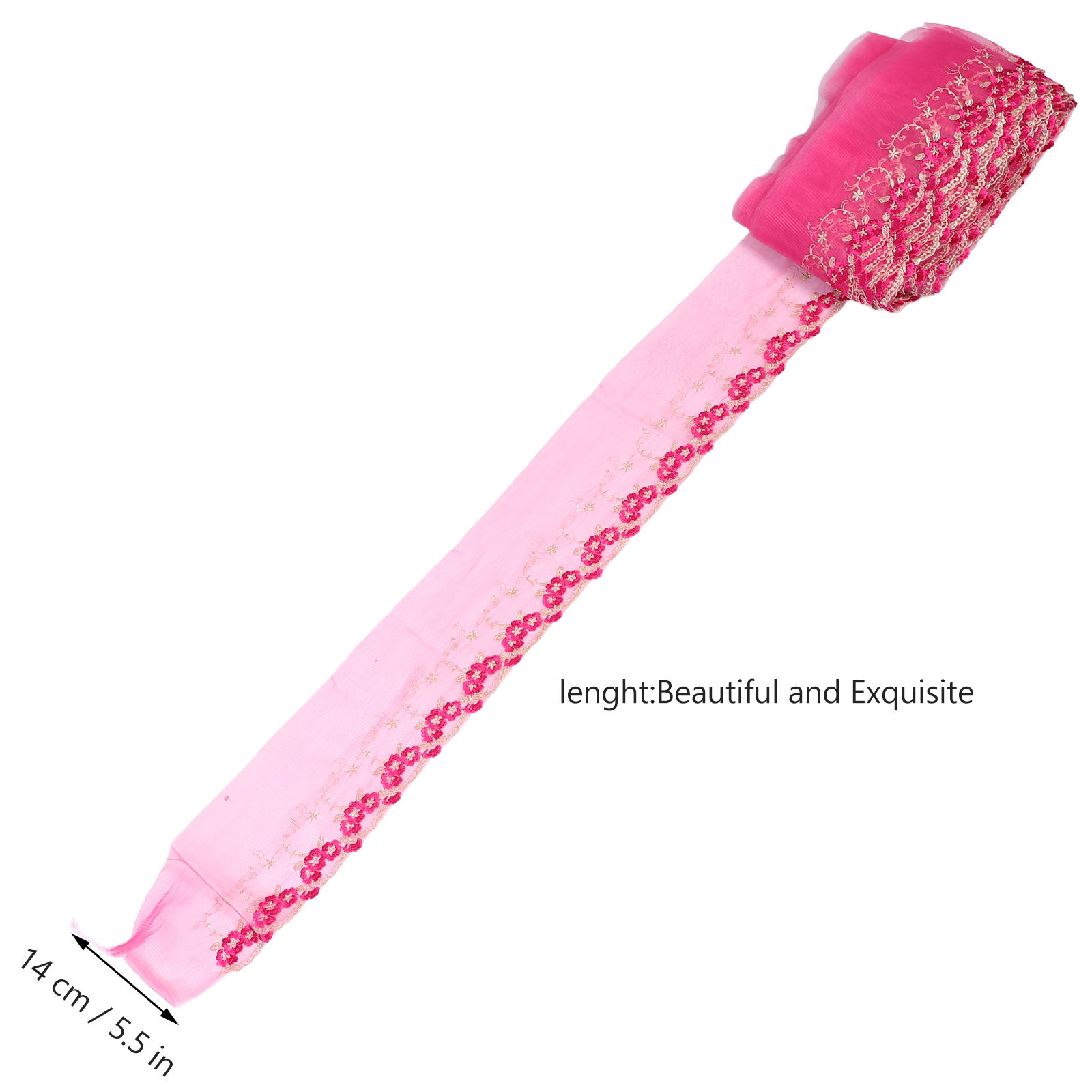 BESTYASH Soft Rosy Stretchy Lace Tape for Wedding Veil Trim and Unique Sewing Embellishment