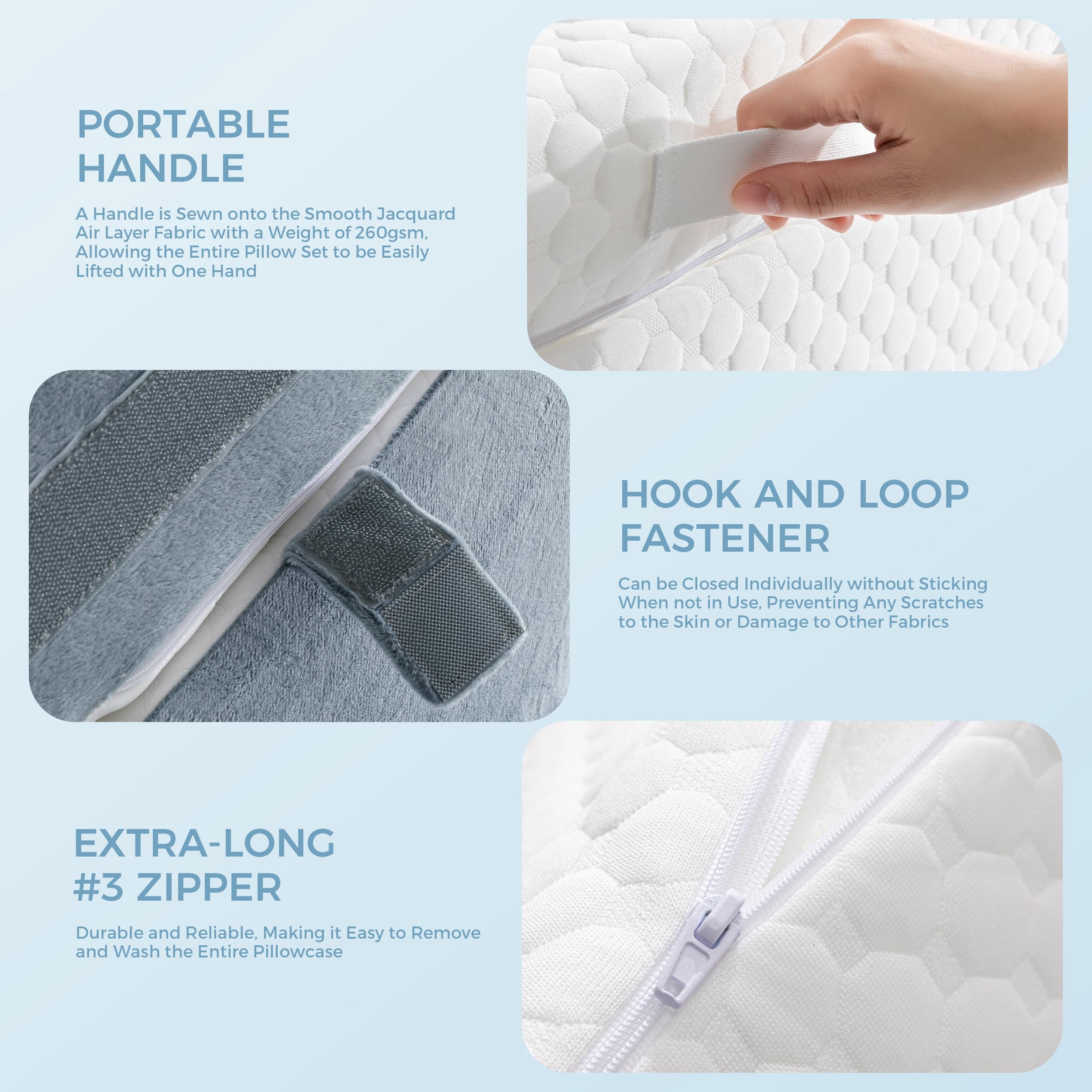 Ganondorf 3-IN-1 Wedge Pillow Orthopedic Bed Wedge Pillows Set Adjustable Memory Foam Pillow for Acid Reflux Relief Ergonomic Incline Reading Pillow for Back Pain GERD
