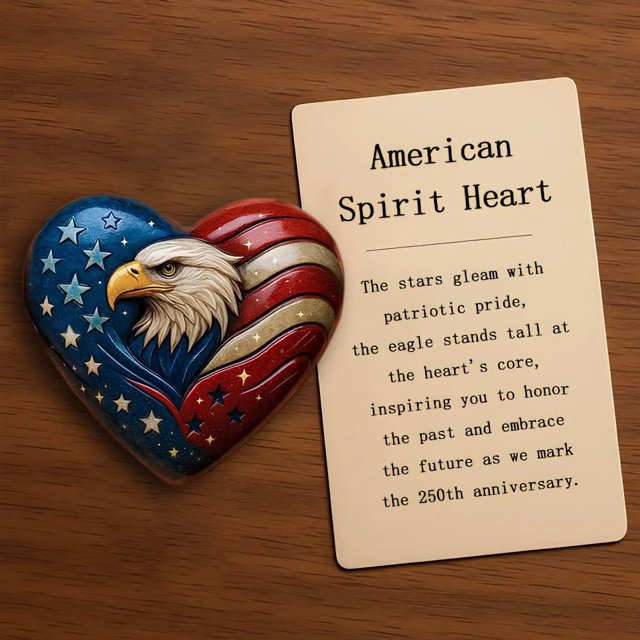 Pieza Decorativa Conmemorativa Del 250.º Aniversario de Heart Of America: Escultura de Águila Patriótica con Motivo de Bandera, Fondo de Madera para Exhibir En Casa o En La Oficina.