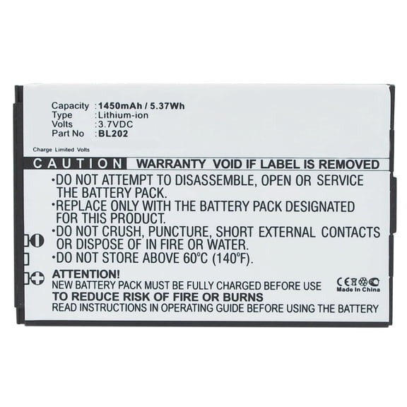 Batteries N Accessories BNA-WB-L3412 Cell Phone Battery - Li-Ion, 3.7V, 1450 mAh, Ultra High Capacity Battery - Replacement for Lenovo BL202 Battery