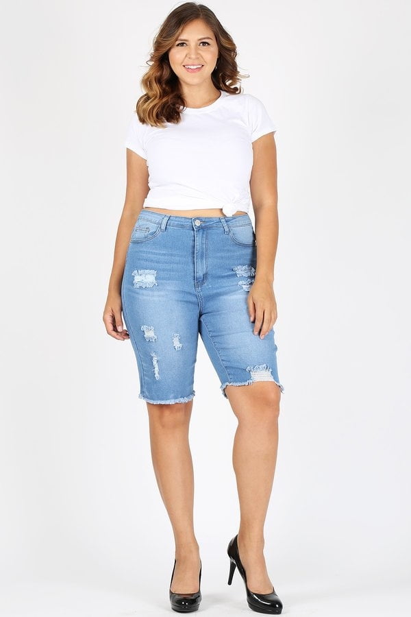 plus size frayed shorts
