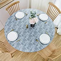 

Round Fitted Vinyl Tablecloth with Elastic Edge 100% Waterproof Oil Proof PVC Table Cloth Wipe Clean Table Cover for Indoor and Outdoor Marbling 45 - 56 (Marbling)
