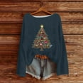 thumbnail image 2 of qelini Womens Long Sleeve Shirts Christmas Xmas Tree Print Crewneck Pullover Ribbed Tunic Tops Casual Holiday Blouses, 2 of 5