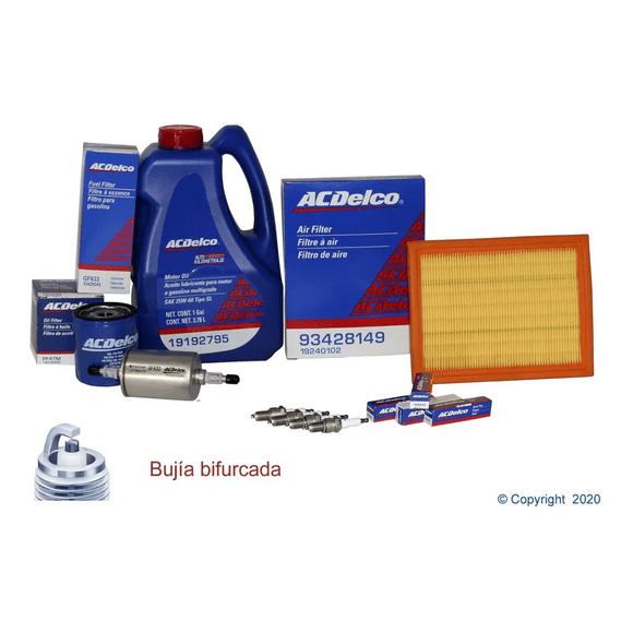 Kit de Afinación ACDelco Chevrolet Chevy 1994-2012 Aceite Multigrado 25w60 SL Bujía Bifurcada