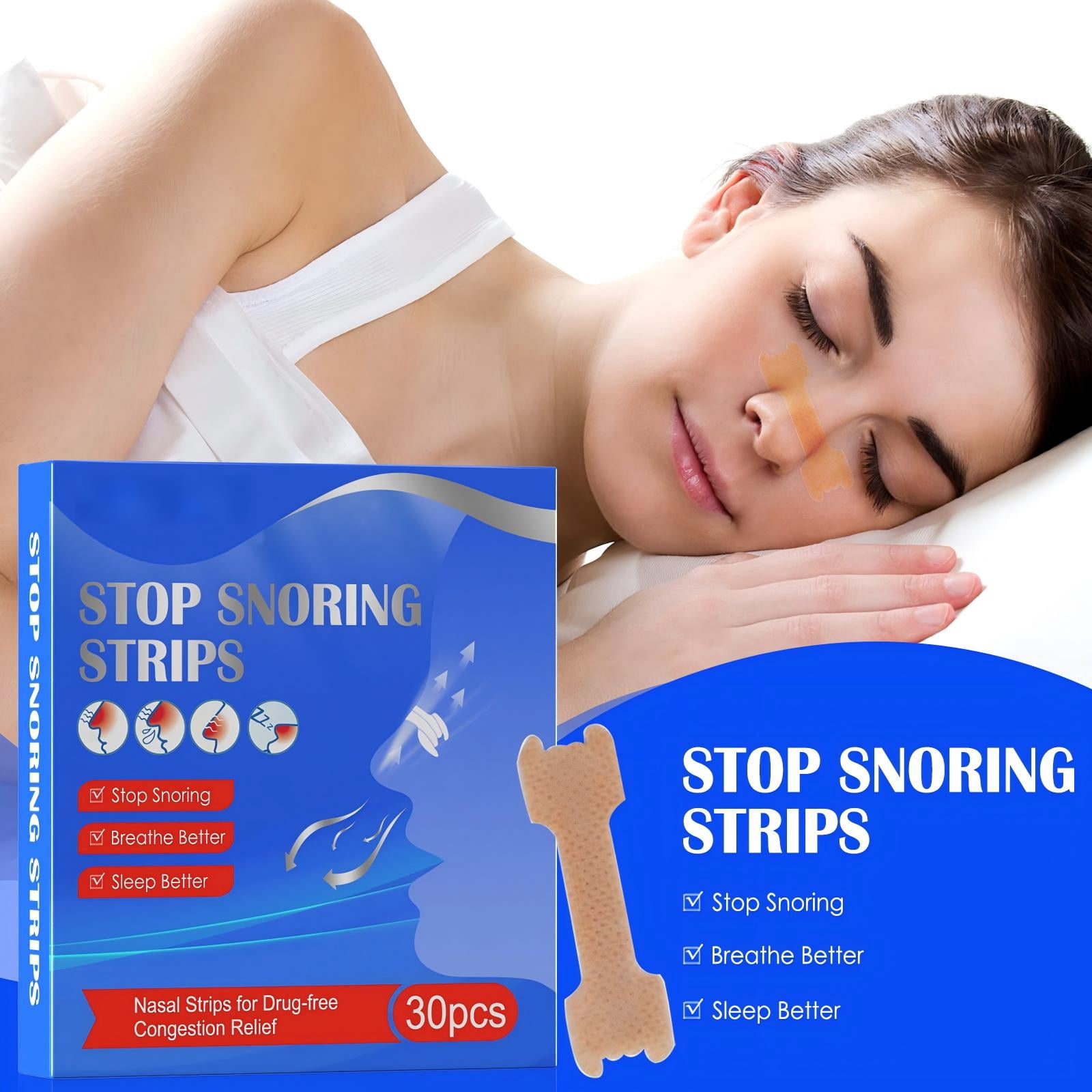 Alvantor Nasal Strips for Breathing, Extra Strength Nose Strips for Snoring Relief, Nasal Congestion & Sleep Aid, 30 Count