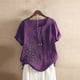 thumbnail image 2 of Camiseta Casual de Manga Corta con Botón de Cuello Redondo de las Mujeres, Tops Cortos para las Mujeres, 2 of 3
