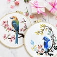thumbnail image 2 of 4 Sets Embroidery Kit for Beginners,Hummingbird and Flower Cross Stitch Set for Include Embroidery Cloth Hoops Threads for Craft Lover Hand Stitch (Flowers and Birds), 2 of 4