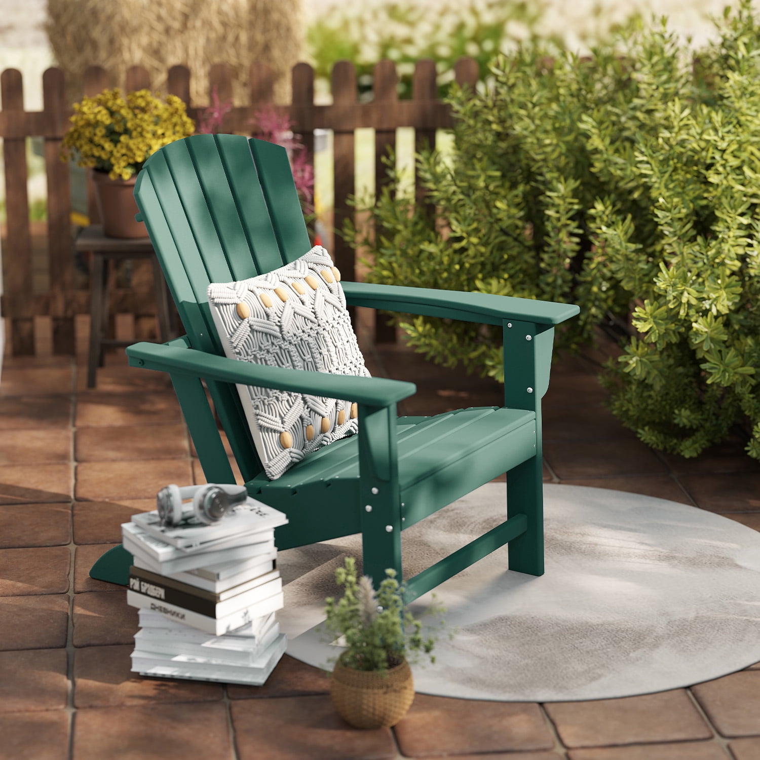 Hidpriva Adirondack Chairs, HDPE Weather Resistant Outdoor Chair w/ 400LBS Capacity for Patio, Garden and Fire Pit,Forest