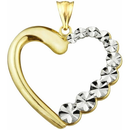 diamond charm pendant cut heart gold handcrafted 10kt open