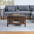 thumbnail image 2 of Designs4Comfort Silverton Coffee Table Ottoman w/Shelf in Brown Faux Leather, 2 of 6