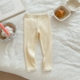 thumbnail image 2 of REDARER Girls Micro Flare Pants Stretch Solid Color Ribbed Leggings Lace Trim Casual Bottoms Soft Comfortable Everyday Wear,Color:Beige,Size:12-18 Months, 2 of 9