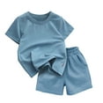 thumbnail image 4 of XZNPDUCQ Toddler Girls Clothes Baby Summer Outfit Short Sleeve T-Shirt Tops Casual Elastic Short 2PCS Set For 6 12 18 24 Months 2T 3T 4T 5T Dailywear Blue，8-9 Years, 4 of 6