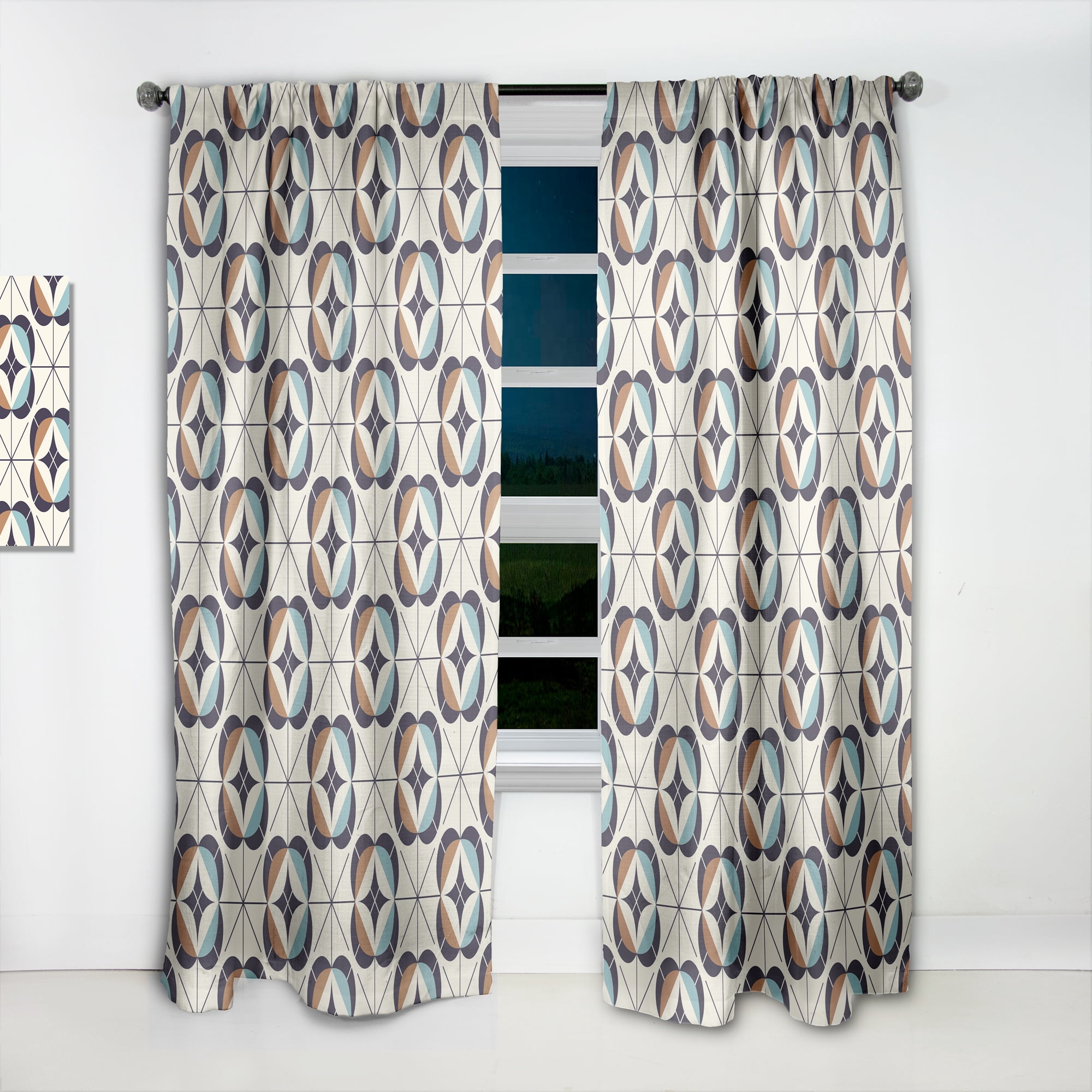 Designart 'Retro Geometric Design IV' Mid-Century Modern Curtain Panel