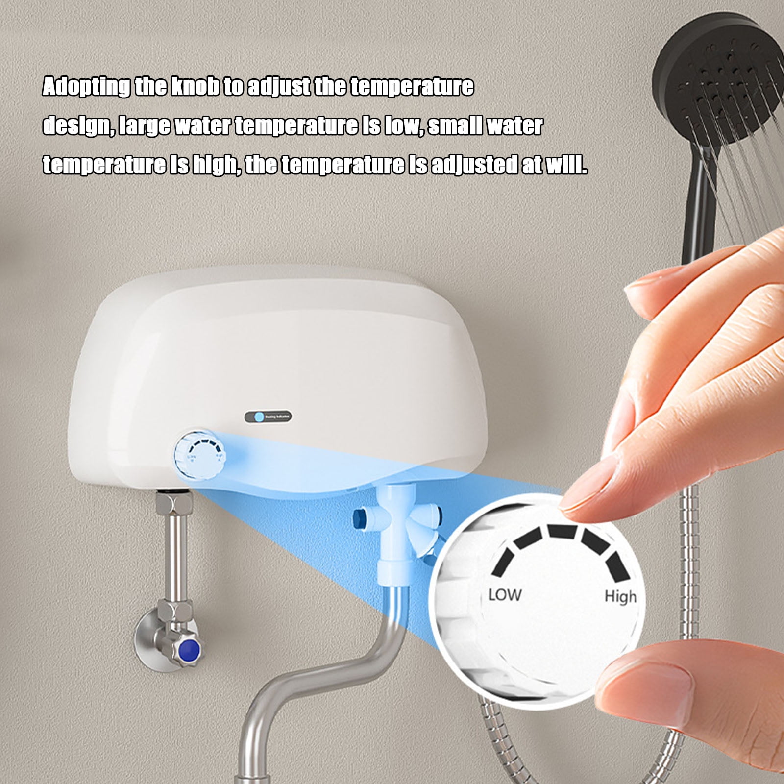 Electric Tankless Water Heater Shower Head Set, 3500W Instant Hot Water Heater with Faucet and Handheld Shower Head, Easy Installation Fast Heating Mini Water Heater for Home Kitchen Bathroom