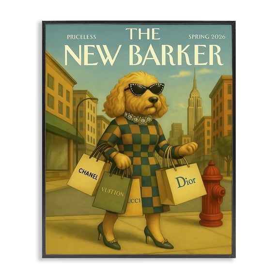 Stupell Industries Eclectic New Barker Dog Magazine Black Framed Giclee Art, 11 x 14, by Grotto Studios