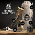 thumbnail image 3 of Viking Culture 16 oz. Viking Horn Mug with Beer Opener, Stand, Genuine Leather Belt Holster and Vintage Burlap Bag, Natural Finished, 3 of 3