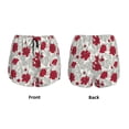 thumbnail image 5 of Vsdgher Leaves And Anemone Flowers In Red Grey Print Women's Running Double Layer Shorts High Waisted with Pockets Elastic Yoga Workout Athletic Gym Sports, 5 of 8