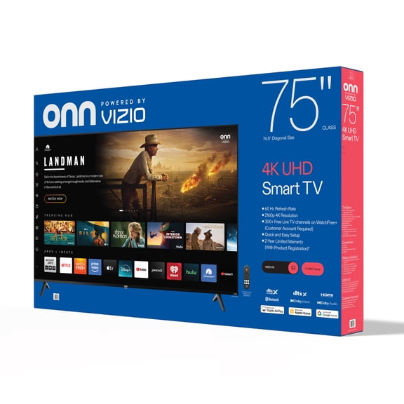 onn 75" Class 4K UHD Powered by VIZIO Smart Television, 75S4V4