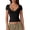 Black, variant on V Neck Short Sleeve Legging Shirt for Women Double Lined Tee Slim Fit Crop Top Blue M