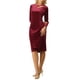 thumbnail image 2 of Vestido de fiesta de corte para mujer INSPIRE CHIC, cuello redondo, manga larga, vestido de terciopelo ajustado 2XL color rojo vino, 2 of 5