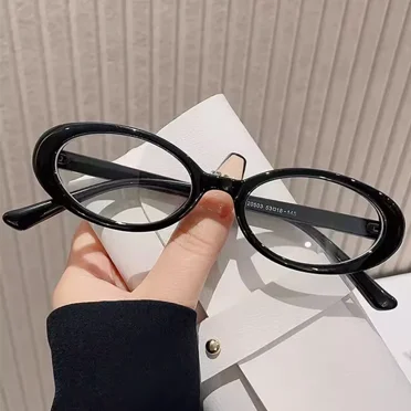 Y2K Retro Black Oval Small Frame Glasses Frame Women's Anti Blue Light Glasses 2023 Fashion Style Eyeglasses Frame Eyewear